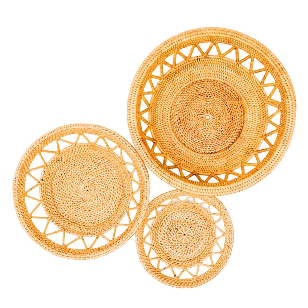 Handwoven Rattan Nesting Bowls - Set of 3